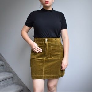 Madewell Yellow / Green Corduroy Skirt